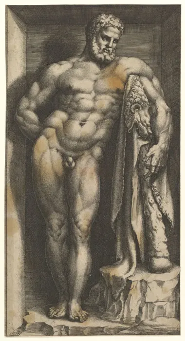 Framed Print : The Farnese Hercules, late 1570s. Creator: Giorgio Ghisi Framed Print : The Farnese Hercules, late 1570s. Creator: Giorgio Ghisi