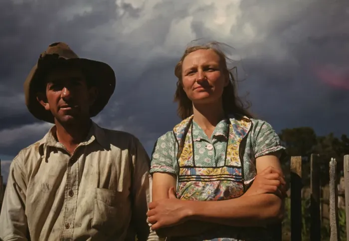 Framed Print : Faro and Doris Caudill, homesteaders, Pie Town, New Mexico, 1940. Creator: Russell Lee Framed Print : Faro and Doris Caudill, homesteaders, Pie Town, New Mexico, 1940. Creator: Russell Lee