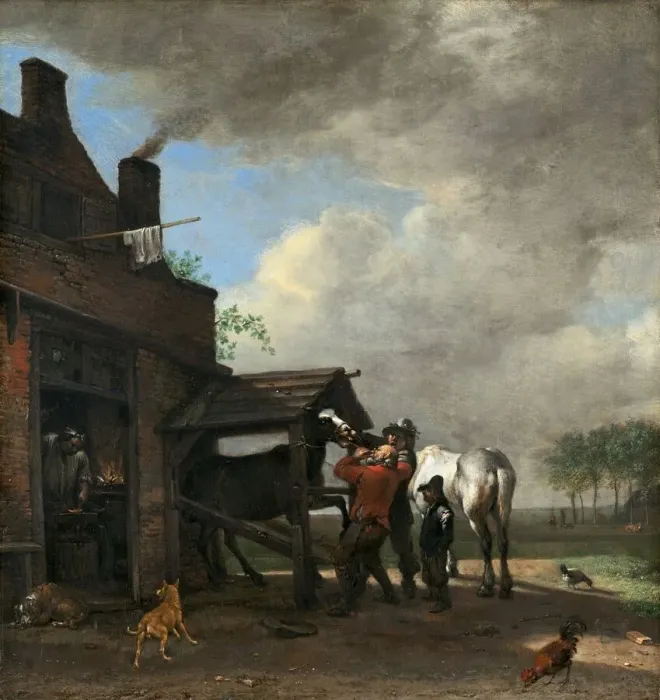 Framed Print : A Farriers Shop, 1648. Creator: Paulus Potter Framed Print : A Farriers Shop, 1648. Creator: Paulus Potter