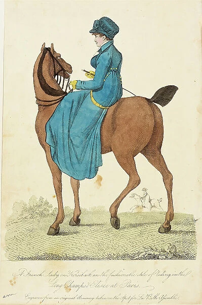 Fashion Plate (A French Lady on Horseback), 1807. Creator: Unknown