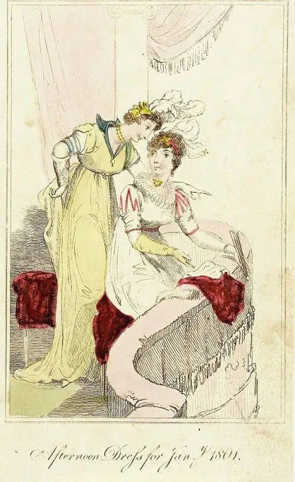 Framed Print : Fashion Plate (Afternoon Dress for Jany. 1801), 1801. Creator: Unknown Framed Print : Fashion Plate (Afternoon Dress for Jany. 1801), 1801. Creator: Unknown