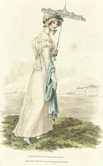 Framed Print : Fashion Plate (Afternoon Promenade Dress), 1813. Creator: John Bell Framed Print : Fashion Plate (Afternoon Promenade Dress), 1813. Creator: John Bell