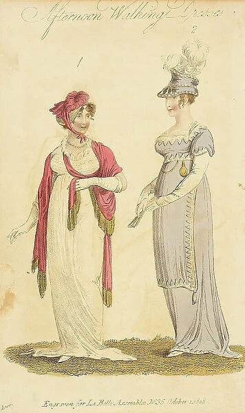 Fashion Plate (Afternoon Walking Dresses), 1808. Creator: John Bell