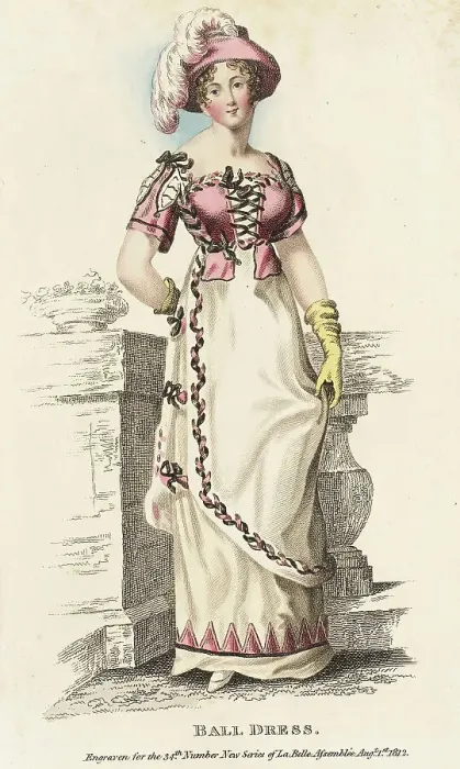 Framed Print : Fashion Plate (Ball Dress), 1812. Creator: John Bell Framed Print : Fashion Plate (Ball Dress), 1812. Creator: John Bell
