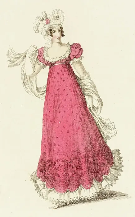 Framed Print : Fashion Plate (Ball Dress), 1819. Creator: John Bell Framed Print : Fashion Plate (Ball Dress), 1819. Creator: John Bell