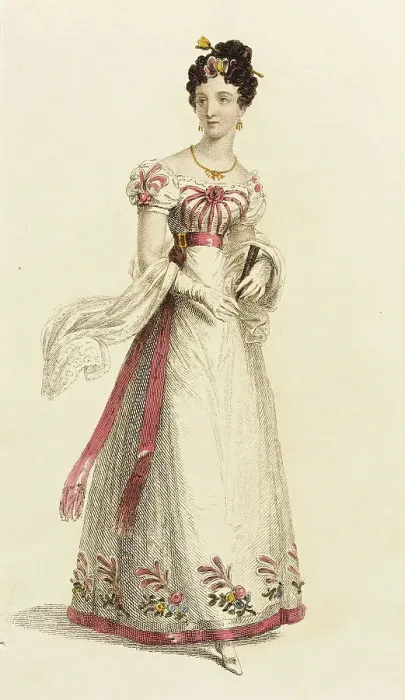 Framed Print : Fashion Plate (Ball Dress), 1825. Creator: Rudolph Ackermann Framed Print : Fashion Plate (Ball Dress), 1825. Creator: Rudolph Ackermann
