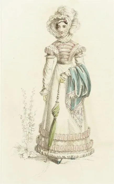 Framed Print : Fashion Plate (Carriage Dress), 1821. Creator: John Bell Framed Print : Fashion Plate (Carriage Dress), 1821. Creator: John Bell