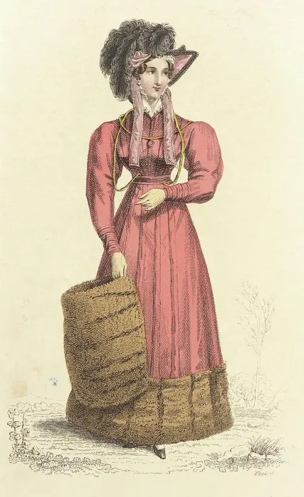 Framed Print : Fashion Plate (Carriage Dress), 1824. Creator: John Bell Framed Print : Fashion Plate (Carriage Dress), 1824. Creator: John Bell