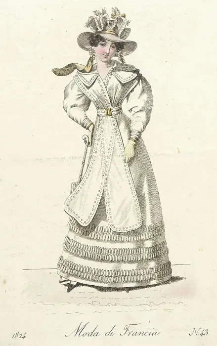 Framed Print : Fashion Plate (Corriere delle Dame), 1824. Creator: Unknown Framed Print : Fashion Plate (Corriere delle Dame), 1824. Creator: Unknown