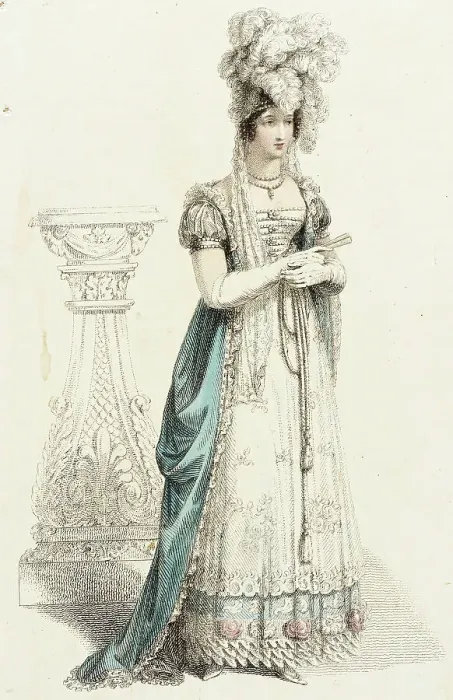 Framed Print : Fashion Plate (Court Dress), 1820. Creator: Rudolph Ackermann Framed Print : Fashion Plate (Court Dress), 1820. Creator: Rudolph Ackermann