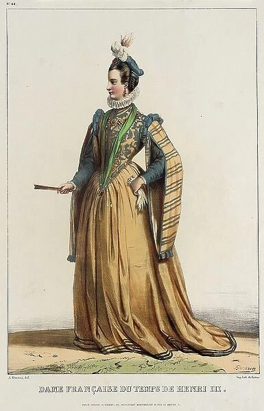 Fashion Plate: Dame Francaise Du Temps De Henri III, no. 44, c1850. Creator: Unknown