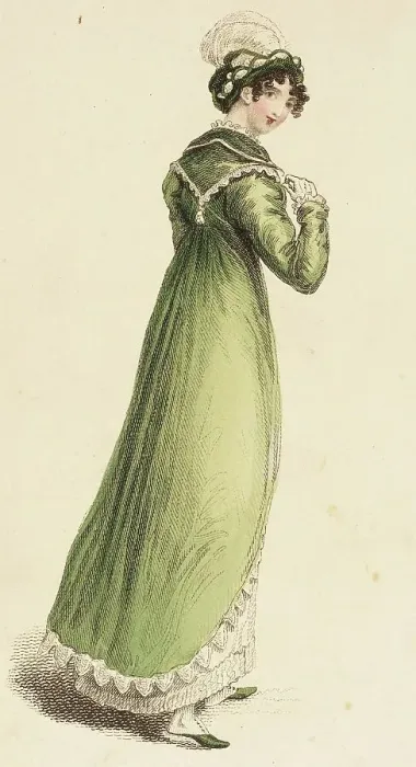 Framed Print : Fashion Plate (Diana Walking Dress), 1815. Creator: John Bell Framed Print : Fashion Plate (Diana Walking Dress), 1815. Creator: John Bell