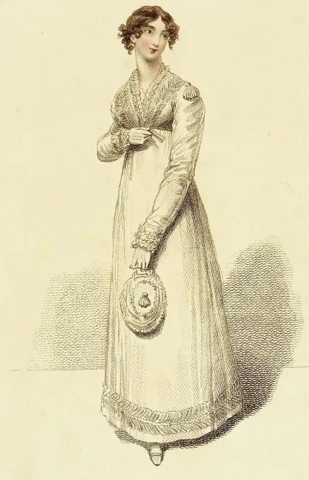 Framed Print : Fashion Plate (Dinner Dress), 1815. Creator: John Bell Framed Print : Fashion Plate (Dinner Dress), 1815. Creator: John Bell