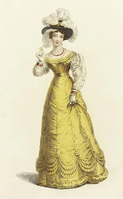 Framed Print : Fashion Plate (Dinner Dress), 1825. Creator: Unknown Framed Print : Fashion Plate (Dinner Dress), 1825. Creator: Unknown