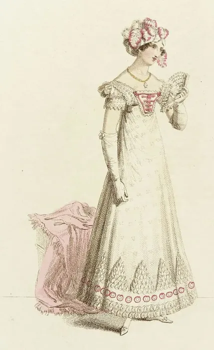 Framed Print : Fashion Plate (English Evening Dress), 1820. Creator: John Bell Framed Print : Fashion Plate (English Evening Dress), 1820. Creator: John Bell