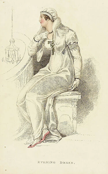 Fashion Plate (Evening Dress), 1809. Creator: Rudolph Ackermann