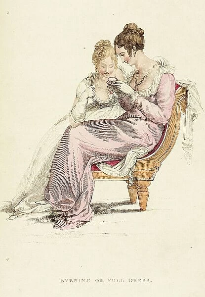 Fashion Plate (Evening or Full Dress), 1810. Creator: Rudolph Ackermann