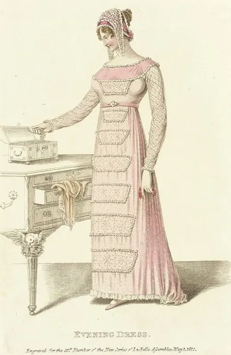 Framed Print : Fashion Plate (Evening Dress), 1812. Creator: Unknown Framed Print : Fashion Plate (Evening Dress), 1812. Creator: Unknown