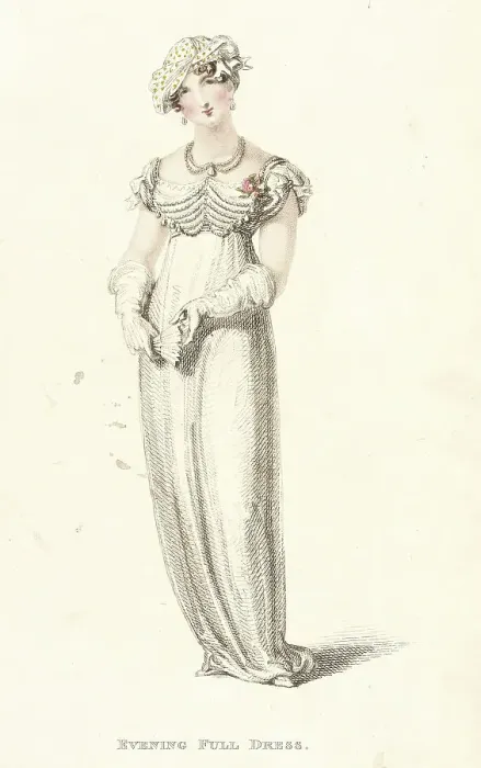 Framed Print : Fashion Plate (Evening Full Dress), 1812. Creator: Rudolph Ackermann Framed Print : Fashion Plate (Evening Full Dress), 1812. Creator: Rudolph Ackermann