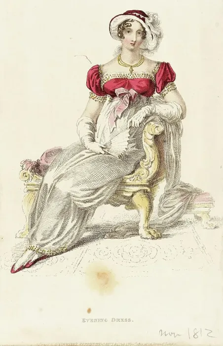 Framed Print : Fashion Plate (Evening Dress), 1812. Creator: Rudolph Ackermann Framed Print : Fashion Plate (Evening Dress), 1812. Creator: Rudolph Ackermann
