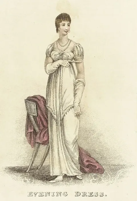 Framed Print : Fashion Plate (Evening Dress), 1813. Creator: Unknown Framed Print : Fashion Plate (Evening Dress), 1813. Creator: Unknown
