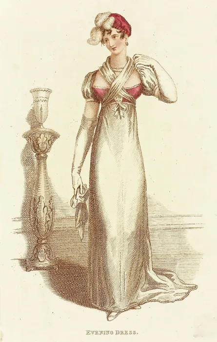 Framed Print : Fashion Plate (Evening Dress), 1813. Creator: John Bell Framed Print : Fashion Plate (Evening Dress), 1813. Creator: John Bell
