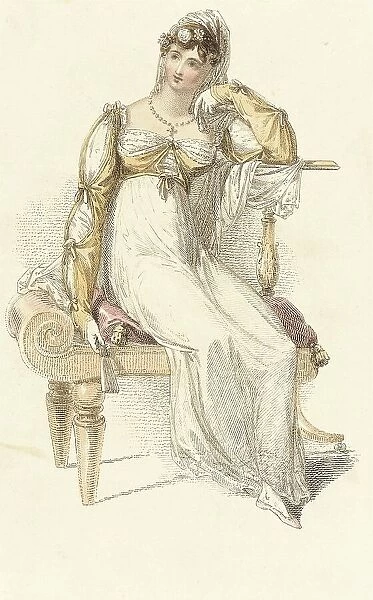 Fashion Plate (Evening Dress), 1813. Creator: Rudolph Ackermann