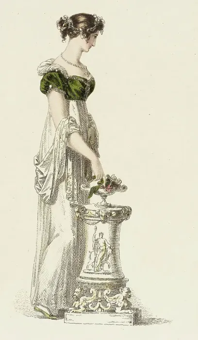 Framed Print : Fashion Plate (Evening Dress), 1814. Creator: Rudolph Ackermann Framed Print : Fashion Plate (Evening Dress), 1814. Creator: Rudolph Ackermann