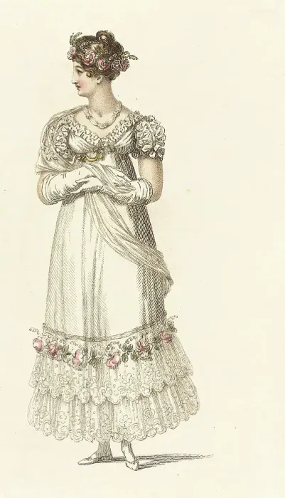 Framed Print : Fashion Plate (Evening Dress), 1816. Creator: Rudolph Ackermann Framed Print : Fashion Plate (Evening Dress), 1816. Creator: Rudolph Ackermann