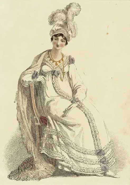 Framed Print : Fashion Plate (Evening Dress), 1817. Creator: Rudolph Ackermann Framed Print : Fashion Plate (Evening Dress), 1817. Creator: Rudolph Ackermann