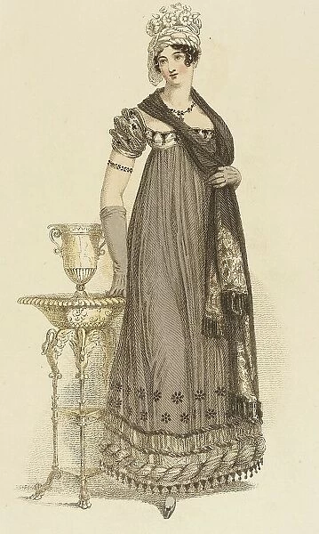 Fashion Plate (Evening Dress), 1818. Creator: Rudolph Ackermann