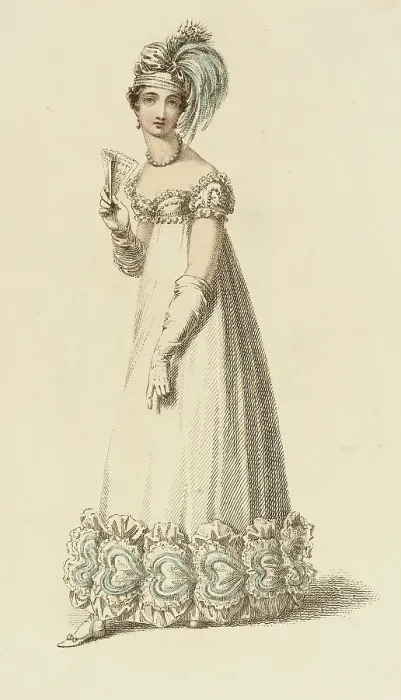 Framed Print : Fashion Plate (Evening Dress), 1818. Creator: Rudolph Ackermann Framed Print : Fashion Plate (Evening Dress), 1818. Creator: Rudolph Ackermann