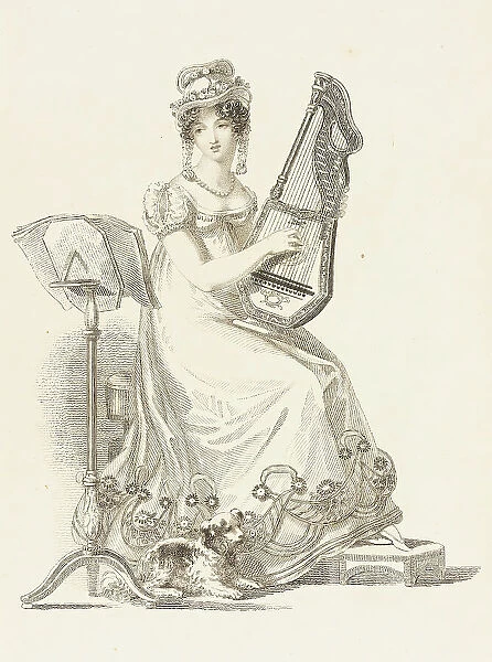 Fashion Plate (Evening Dress), 1819. Creator: Rudolph Ackermann
