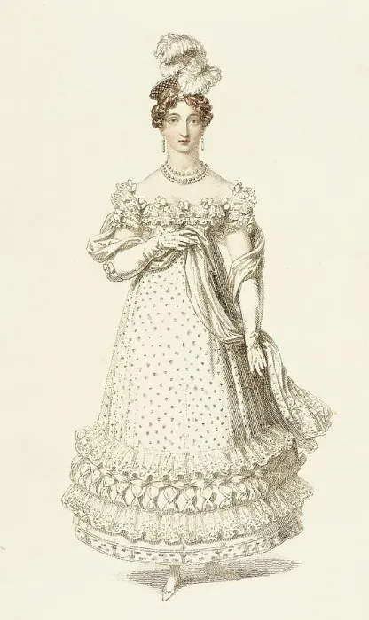 Framed Print : Fashion Plate (Evening Dress), 1819. Creator: Rudolph Ackermann Framed Print : Fashion Plate (Evening Dress), 1819. Creator: Rudolph Ackermann