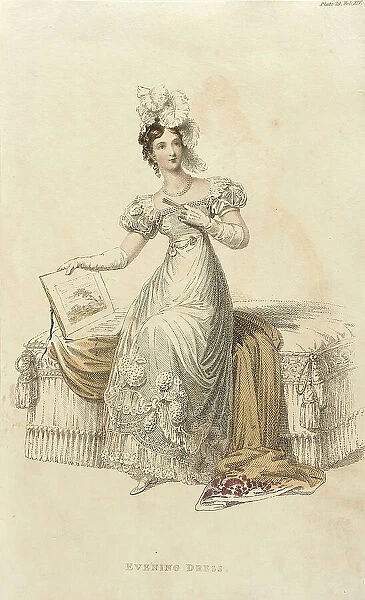 Fashion Plate (Evening Dress), 1822. Creator: Rudolph Ackermann