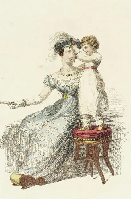 Framed Print : Fashion Plate (Evening Dress), 1825. Creator: Rudolph Ackermann Framed Print : Fashion Plate (Evening Dress), 1825. Creator: Rudolph Ackermann
