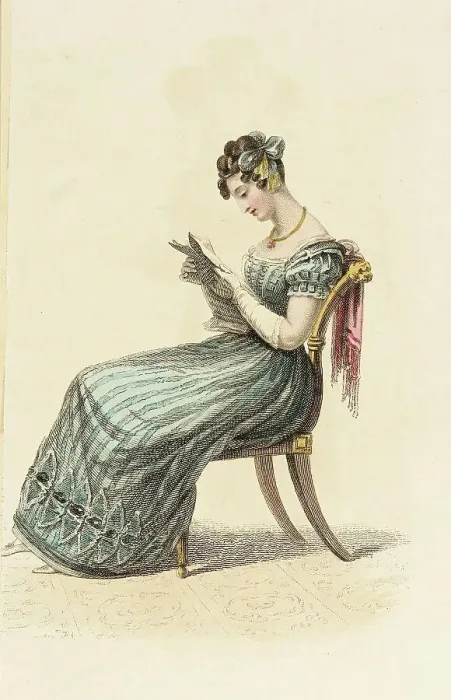 Framed Print : Fashion Plate (Evening Dress), 1825. Creator: Rudolph Ackermann Framed Print : Fashion Plate (Evening Dress), 1825. Creator: Rudolph Ackermann