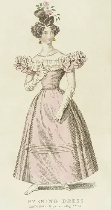 Framed Print : Fashion Plate (Evening Dress), 1829. Creator: Unknown Framed Print : Fashion Plate (Evening Dress), 1829. Creator: Unknown