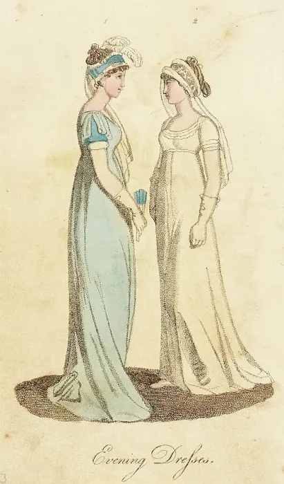 Framed Print : Fashion Plate (Evening Dresses), 1803. Creator: Unknown Framed Print : Fashion Plate (Evening Dresses), 1803. Creator: Unknown