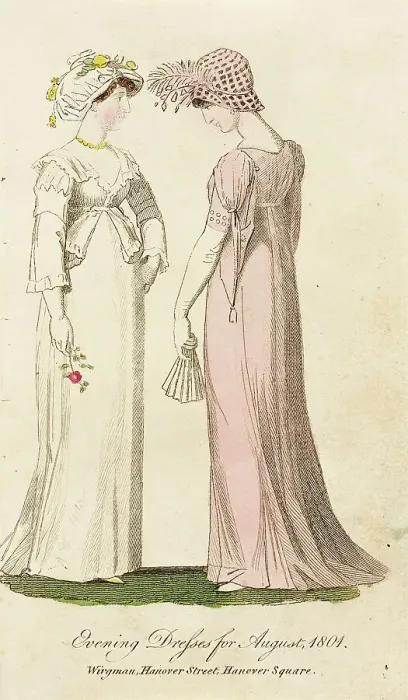 Framed Print : Fashion Plate (Evening Dresses for August, 1801), 1801. Creator: Unknown Framed Print : Fashion Plate (Evening Dresses for August, 1801), 1801. Creator: Unknown