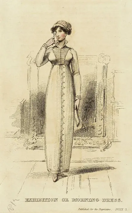 Framed Print : Fashion Plate (Exhibition or Morning Dress), 1812. Creator: Unknown Framed Print : Fashion Plate (Exhibition or Morning Dress), 1812. Creator: Unknown