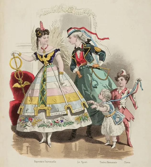 Framed Print : Fashion plate - Fancy Dress - Journal des Demoiselles I, 1868. Creator: Gilquin fils Framed Print : Fashion plate - Fancy Dress - Journal des Demoiselles I, 1868. Creator: Gilquin fils