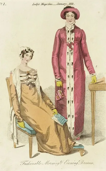 Framed Print : Fashion Plate (Fashionable Morning and Evening Dresses), 1813. Creator: Unknown Framed Print : Fashion Plate (Fashionable Morning and Evening Dresses), 1813. Creator: Unknown