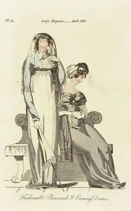 Framed Print : Fashion Plate (Fashionable Promenade and Evening Dresses), 1813. Creator: Unknown Framed Print : Fashion Plate (Fashionable Promenade and Evening Dresses), 1813. Creator: Unknown