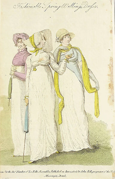 Fashion Plate (Fashionable Spring Walking Dresses), 1808. Creator: John Bell