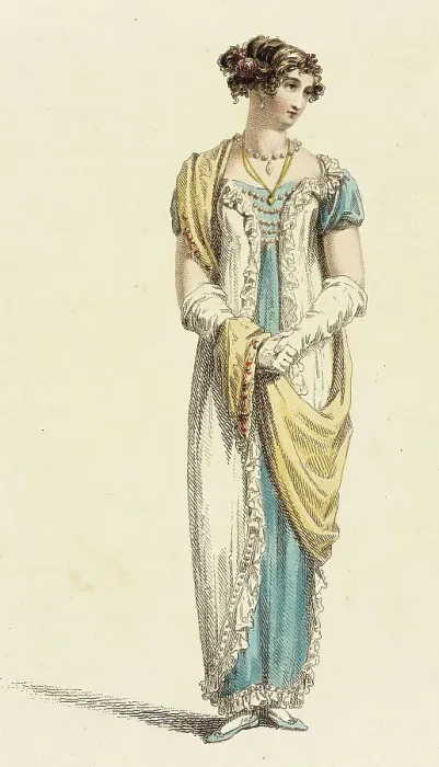 Framed Print : Fashion Plate (Full Dress), 1813. Creator: Rudolph Ackermann Framed Print : Fashion Plate (Full Dress), 1813. Creator: Rudolph Ackermann