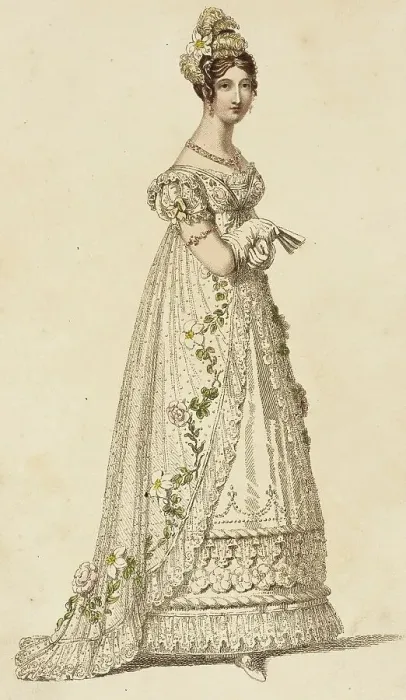 Framed Print : Fashion Plate (Full Dress), 1817. Creator: Rudolph Ackermann Framed Print : Fashion Plate (Full Dress), 1817. Creator: Rudolph Ackermann