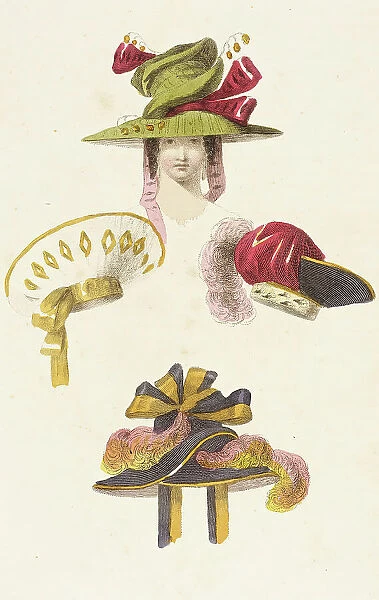 Fashion Plate (Head Dresses), 1828. Creator: Rudolph Ackermann