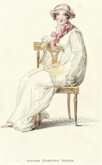 Framed Print : Fashion Plate (Indoor Morning Dress), 1812. Creator: Rudolph Ackermann Framed Print : Fashion Plate (Indoor Morning Dress), 1812. Creator: Rudolph Ackermann