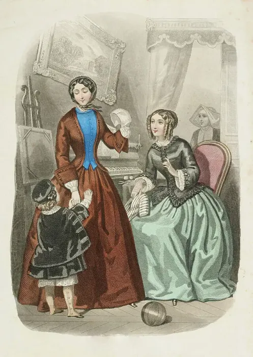Framed Print : Fashion Plate - Journal des Demoiselles, 1848. Creator: Rossin Framed Print : Fashion Plate - Journal des Demoiselles, 1848. Creator: Rossin